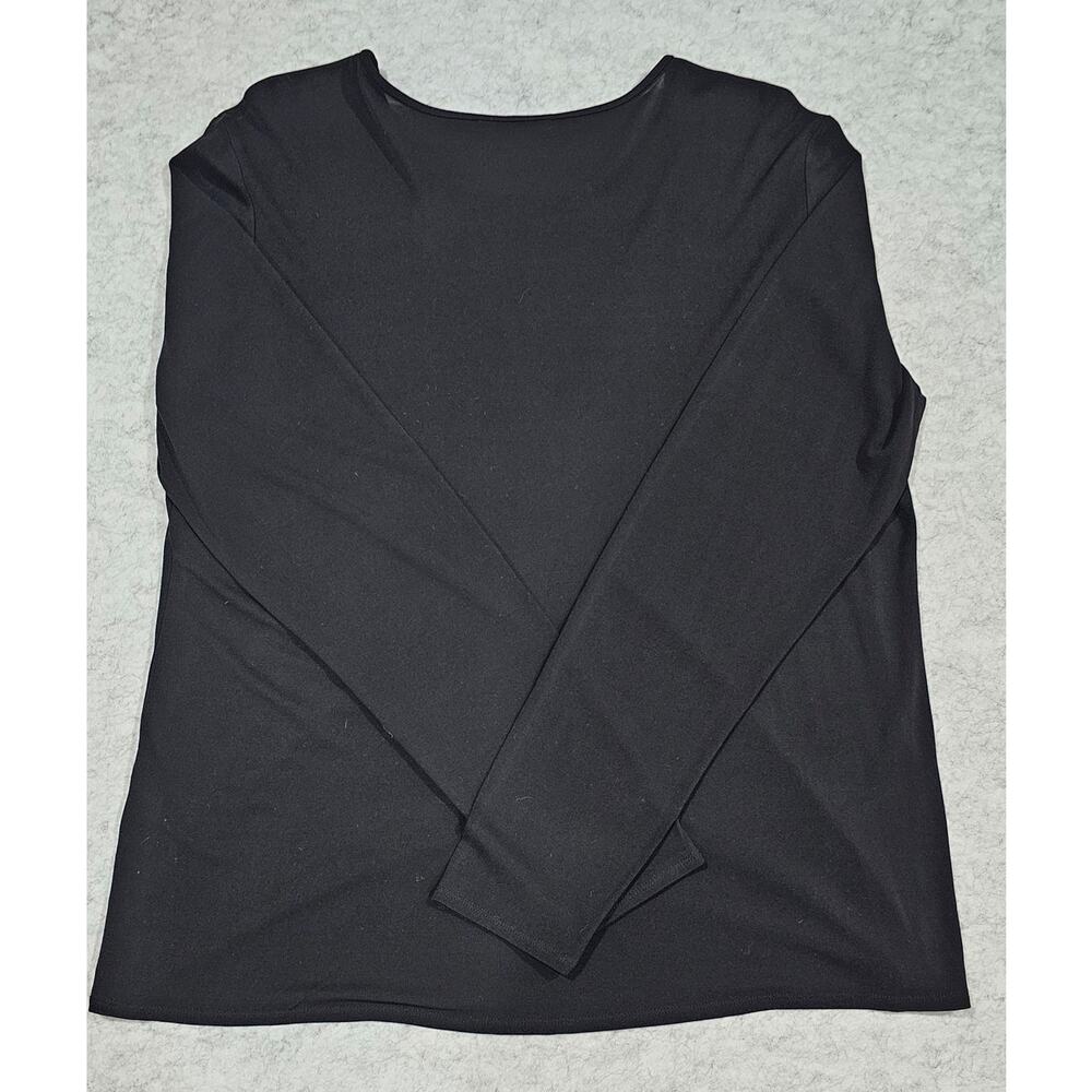 Eileen Fisher 100% Silk Top Blouse Long Sleeve, Black, Womens Sz L - Picture 2 of 8